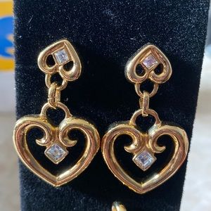 Goldtone Heart Dangle Pierced Earrings